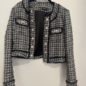 Women's Black and White Tweed Jacket